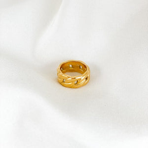 Modern Gold plated Chain Link ring, 18k PVD Gold Plated,  Stainless Steel Base,  Chunky Gold Ring, Thick Chunky Statement Ring