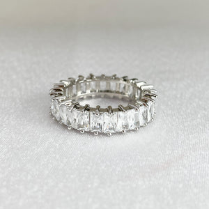 Cubic Zirconia Eternity Band Silver Ring