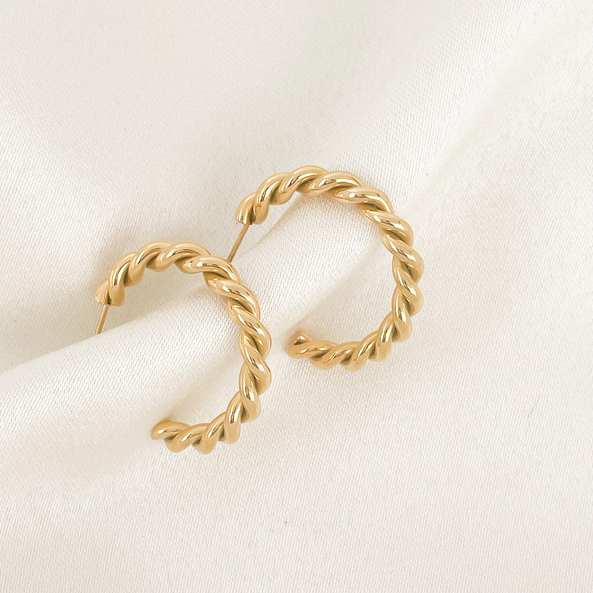Twist Multi-hoops Earring, Gold & Crystal Brass & Glass, Women