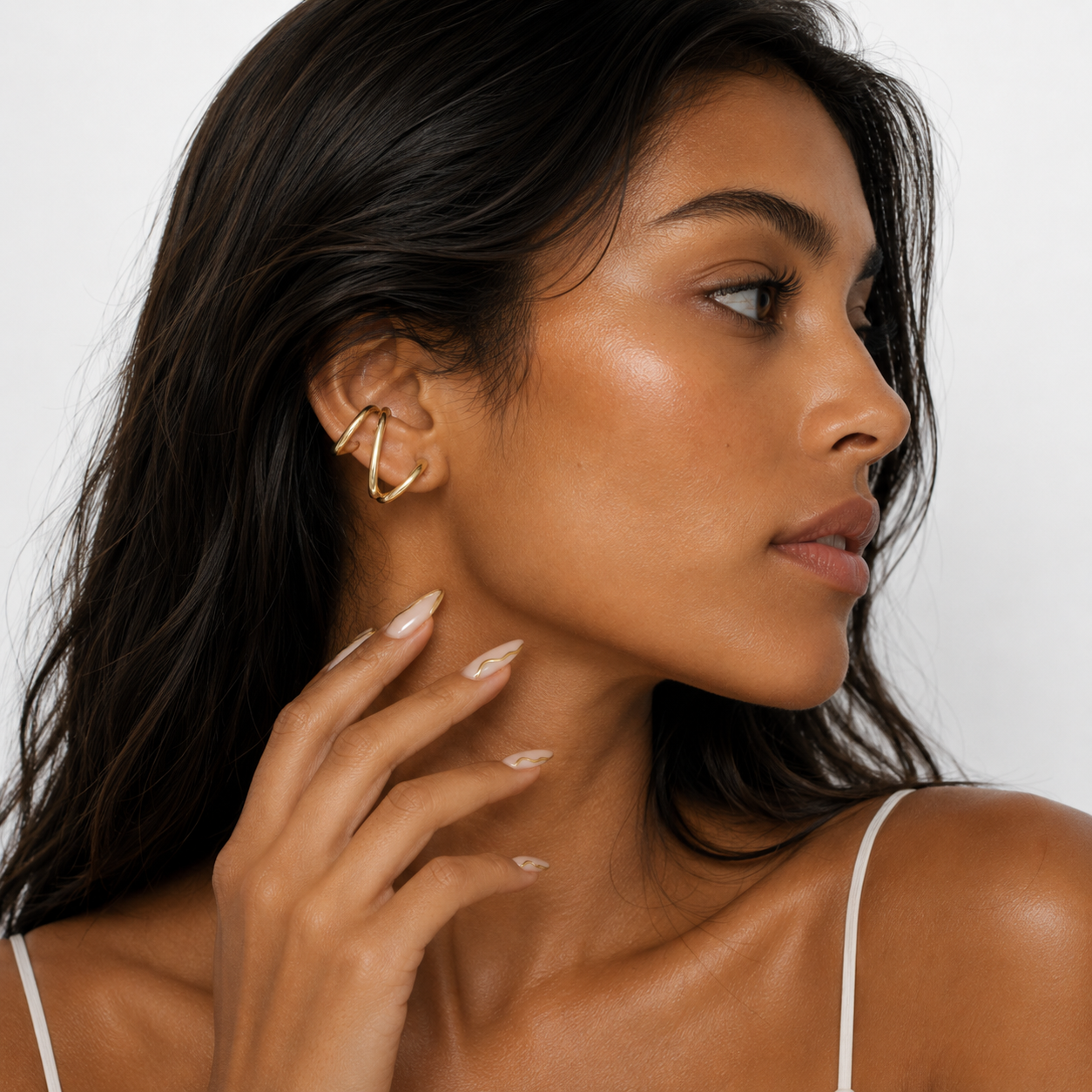 Gold Triplet Earrings