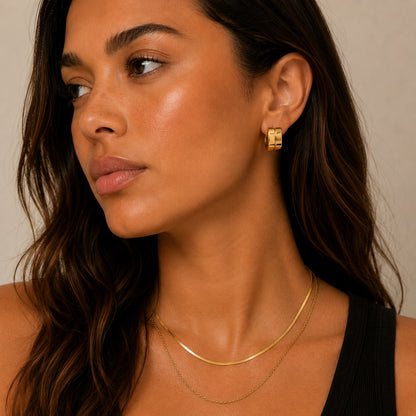 Chunky Square Huggie Hoops