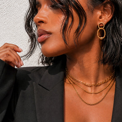 Double Hoop Drop Earrings