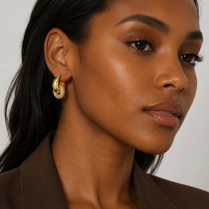 The Pave Interlock Hoop Earrings