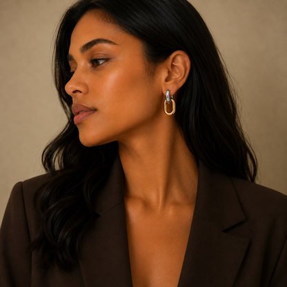 Isla Two tone Double Hoops
