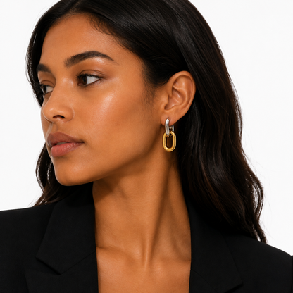 Isla Two tone Double Hoops