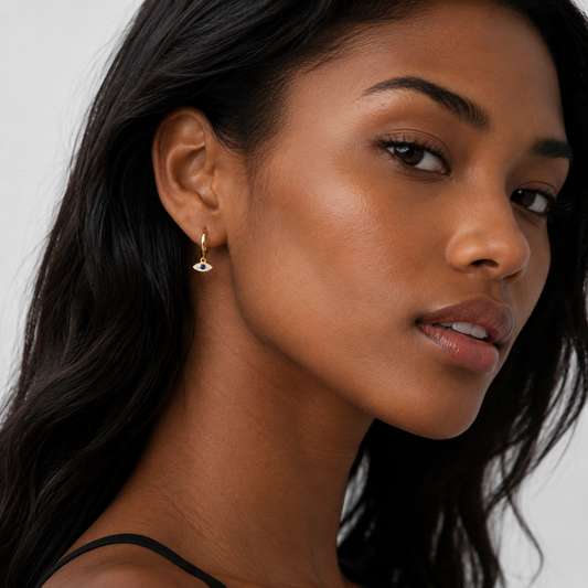 Evil Eye Huggie Drop Earrings