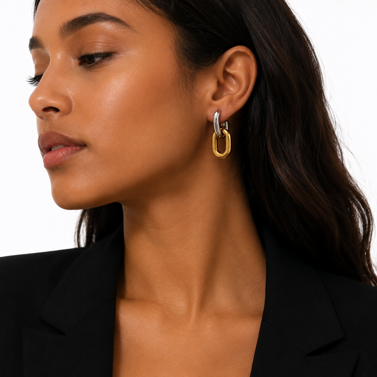 Isla Two tone Double Hoops