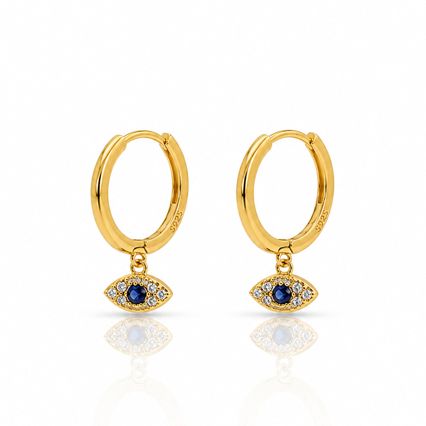 Evil Eye Huggie Drop Earrings