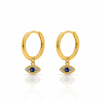 Evil Eye Huggie Drop Earrings