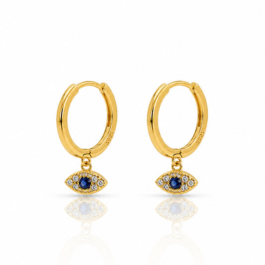 Evil Eye Huggie Drop Earrings