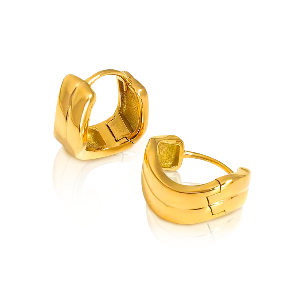 Chunky Square Huggie Hoops – Dos Nueve Studio Chunky Square Huggie Hoops – Dos Nueve Studio