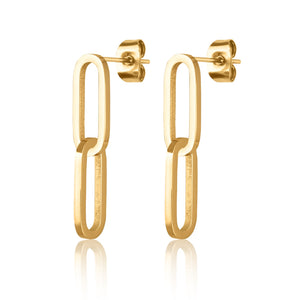 Double Dangle Hoop Earrings in 18K PVD Gold Plate
