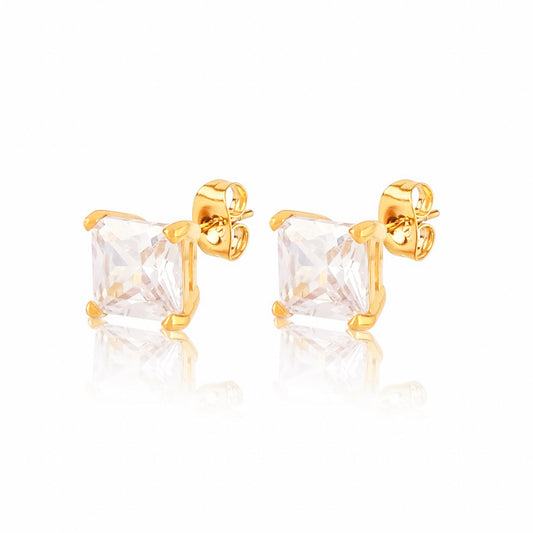 Cubic Zirconia Gold Studs Earrings in 18K PVD Gold Plated