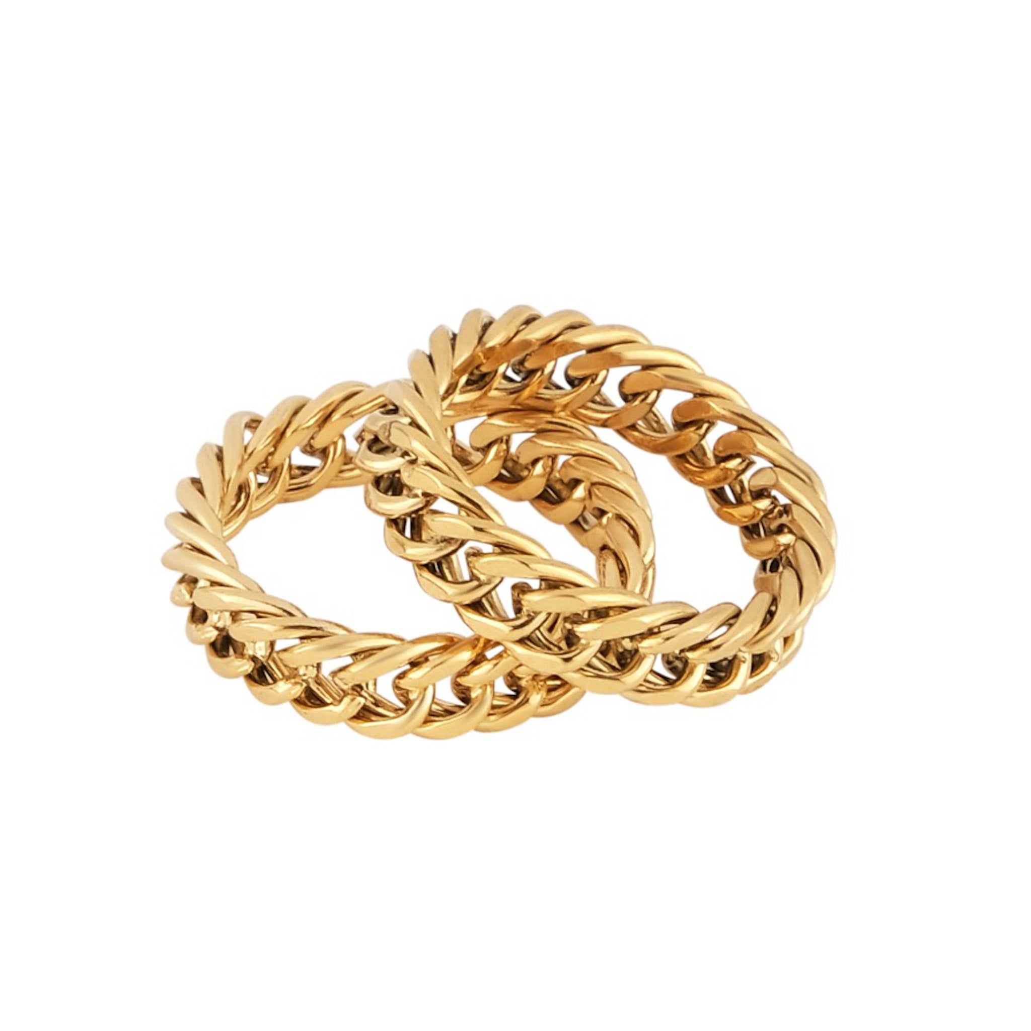 Cuban Link Chain Ring in 18K PVD Gold Plated