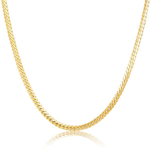 Cuban Curb Link Collar Necklace in 18K Gold Plated Sterling Silver. 