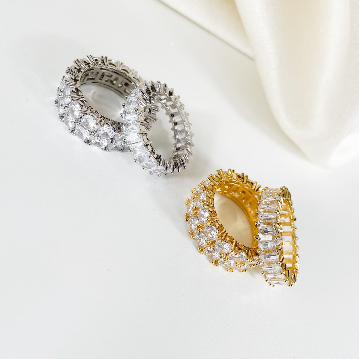 Cubic Zirconia Ring,  18 PVD Gold plated brass ring