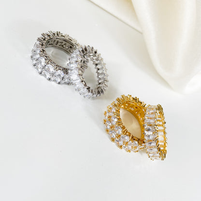 Cubic Zirconia Ring,  18 PVD Gold plated brass ring