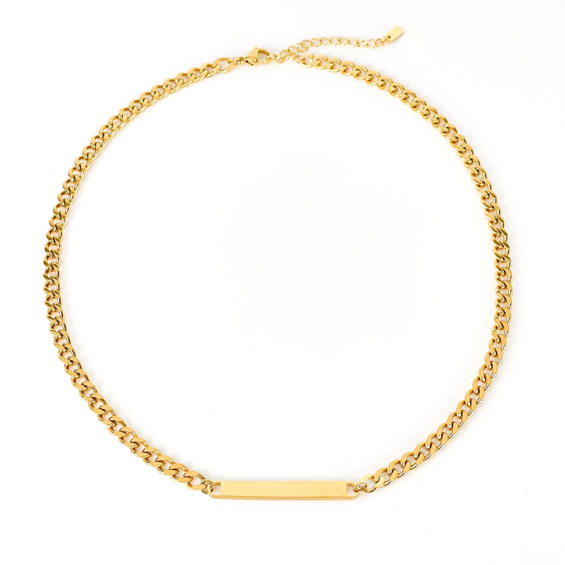 ID Chain Necklace in 18K PVD Gold Plated Wilder Tag Necklace