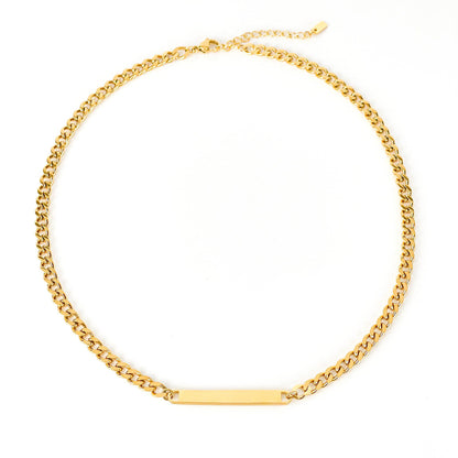 ID Chain Necklace in 18K PVD Gold Plated Wilder Tag Necklace