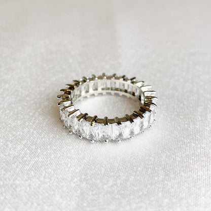 Cubic Zirconia Eternity Band Silver Ring