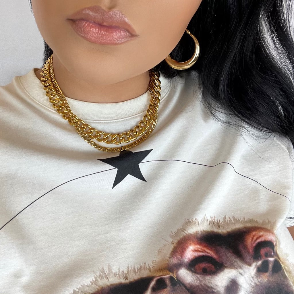 18K PVD Gold Plated Cuban Link Chain Necklace
