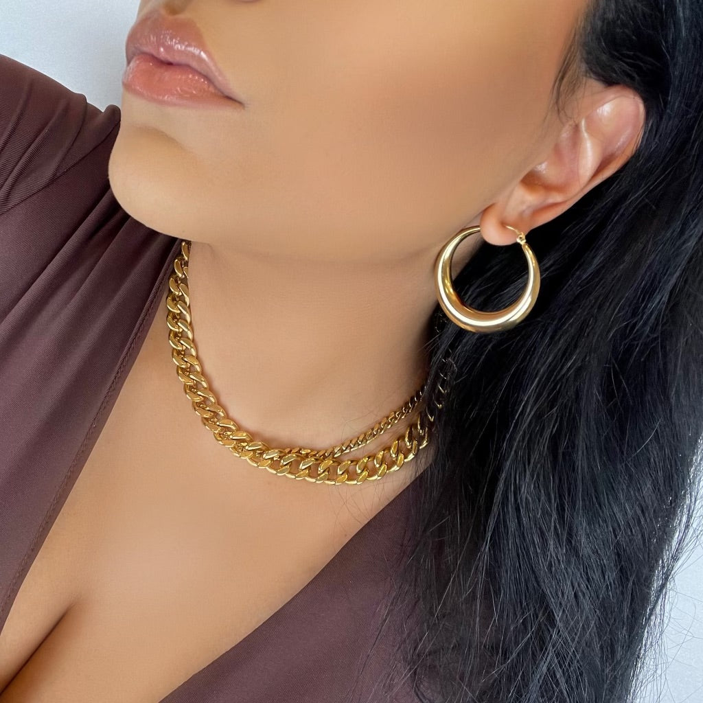 Gold Hoop Earrings in 18K PVD Gold Plated 