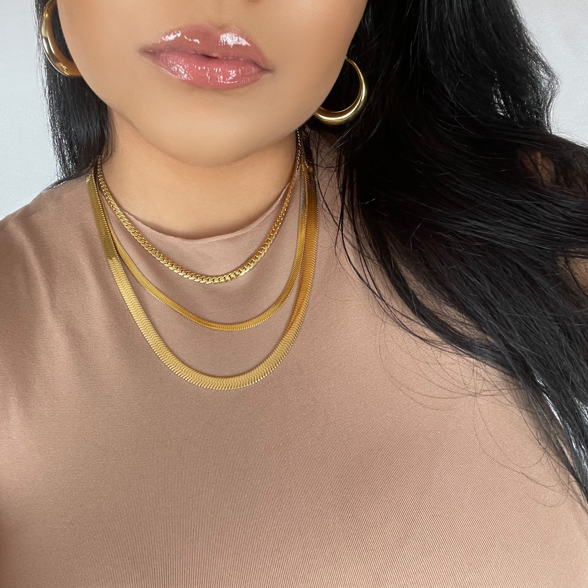 18K Gold Plated Herringbone Chain Necklace