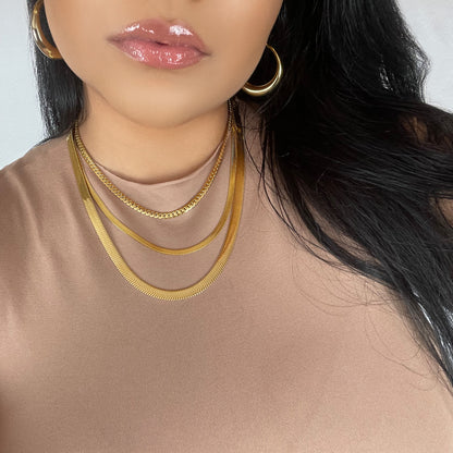 18K Gold Plated Herringbone Chain Necklace