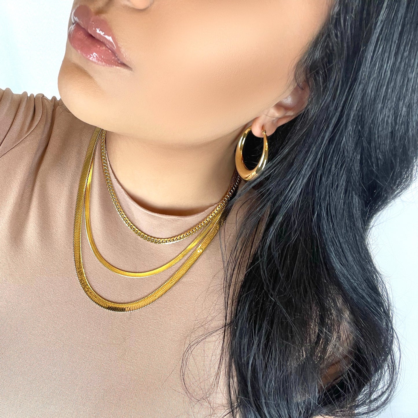 18K Gold Plated Herringbone Chain Necklace