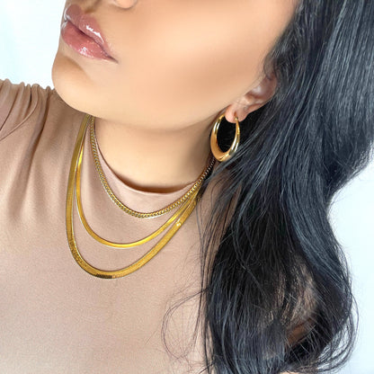 18K Gold Plated Herringbone Chain Necklace