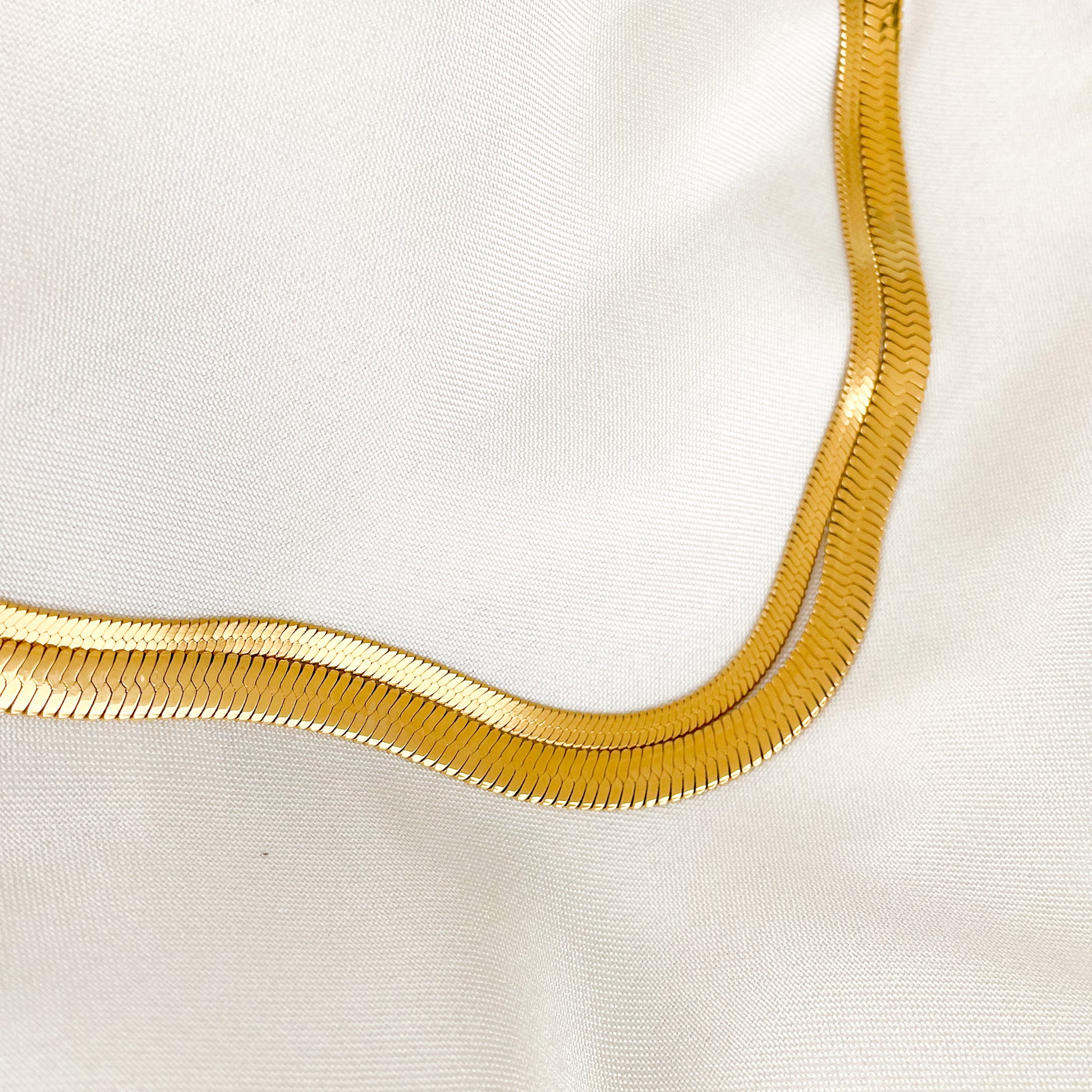 18K Gold Plated Herringbone Chain Necklace