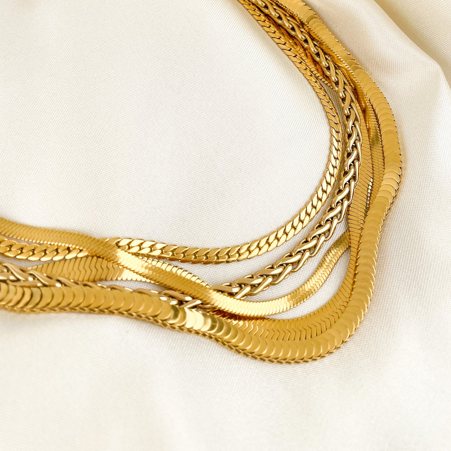 18K Gold Plated Herringbone Chain Necklace