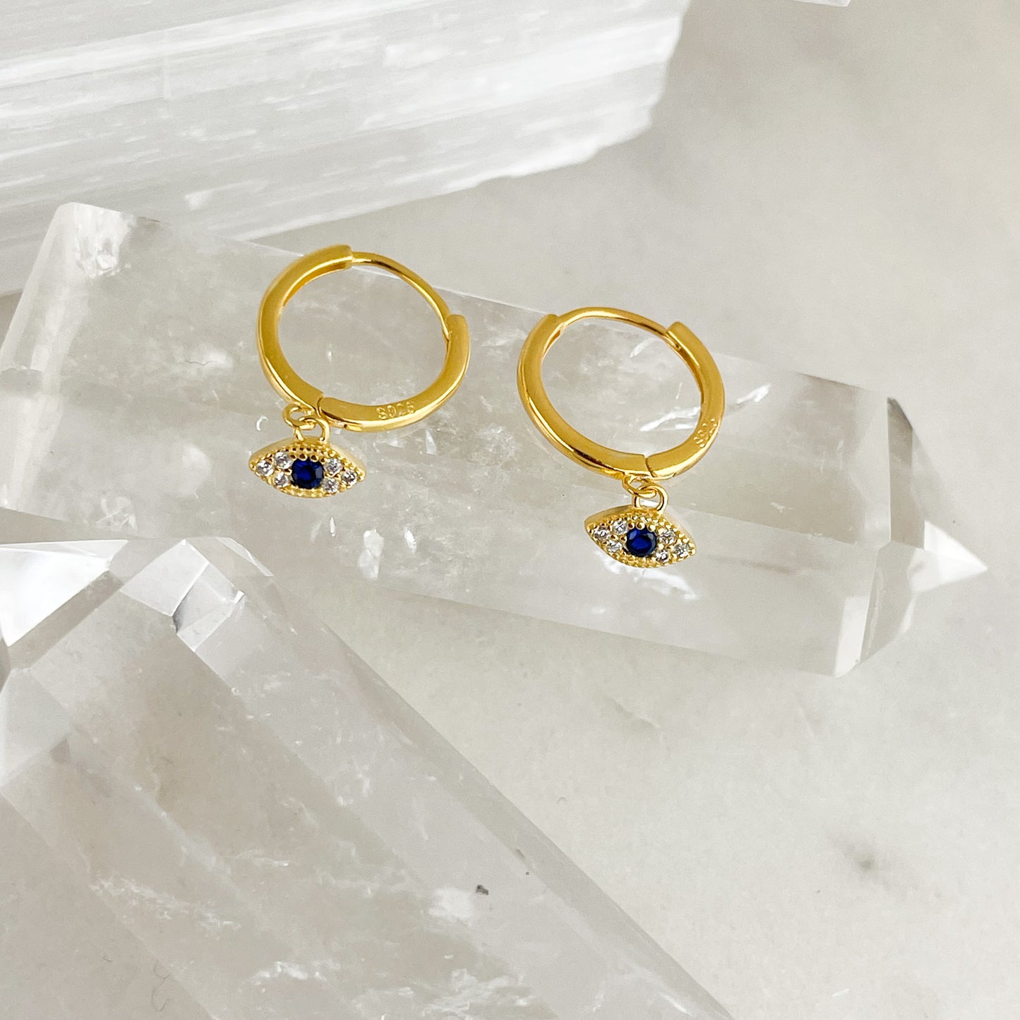 Evil Eye Huggie Drop Earrings