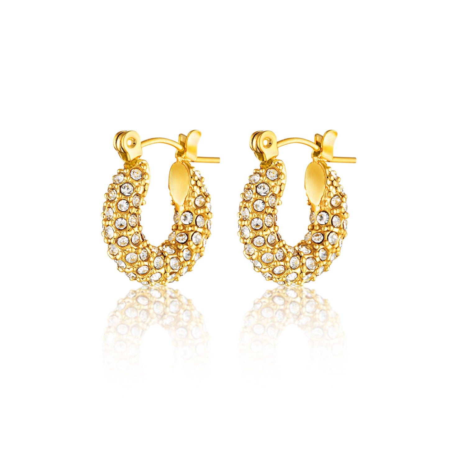 Cubic Zirconia Small Hoop Earrings, 18K PVD Gold Plated, Gold Hoops Diamond Earrings, Cubic Zirconia Minimalist Earrings, Cubic Zirconia Hoop Earrings, 18K PVD Gold Plated, Gold Hoops Diamond Earrings, Cubic Zirconia Minimalist Earrings, Hoop Earrings , Gold Minimalist Earrings , Sparkly Hoop Earrings , Luxury Jewelry Wedding Earrings, Sparkly Hoops