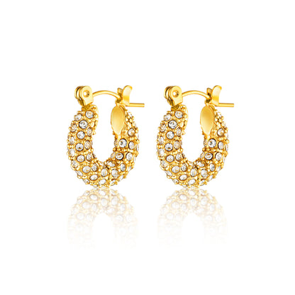 Cubic Zirconia Small Hoop Earrings, 18K PVD Gold Plated, Gold Hoops Diamond Earrings, Cubic Zirconia Minimalist Earrings, Cubic Zirconia Hoop Earrings, 18K PVD Gold Plated, Gold Hoops Diamond Earrings, Cubic Zirconia Minimalist Earrings, Hoop Earrings , Gold Minimalist Earrings , Sparkly Hoop Earrings , Luxury Jewelry Wedding Earrings, Sparkly Hoops