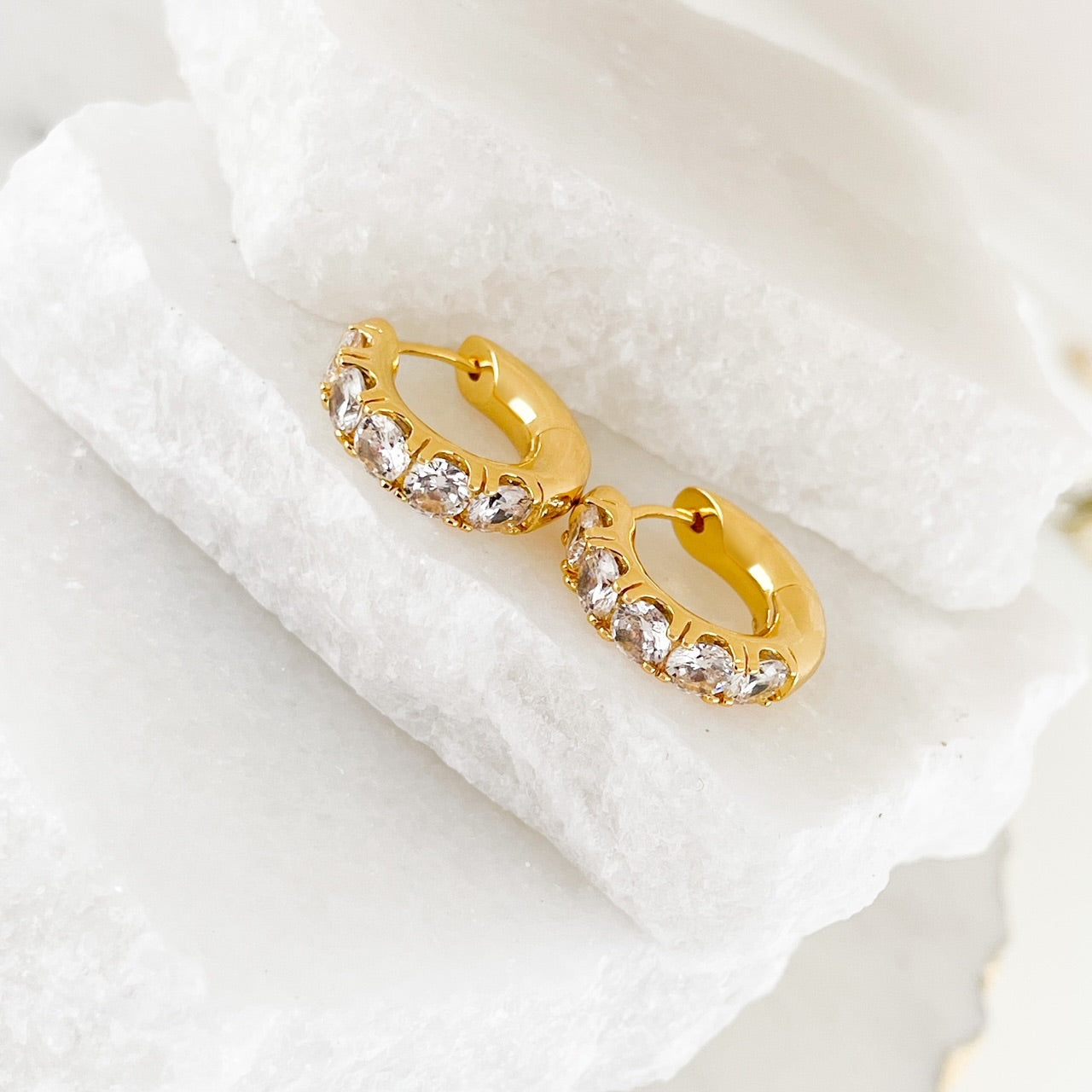 Cubic Zirconia Huggie Earrings