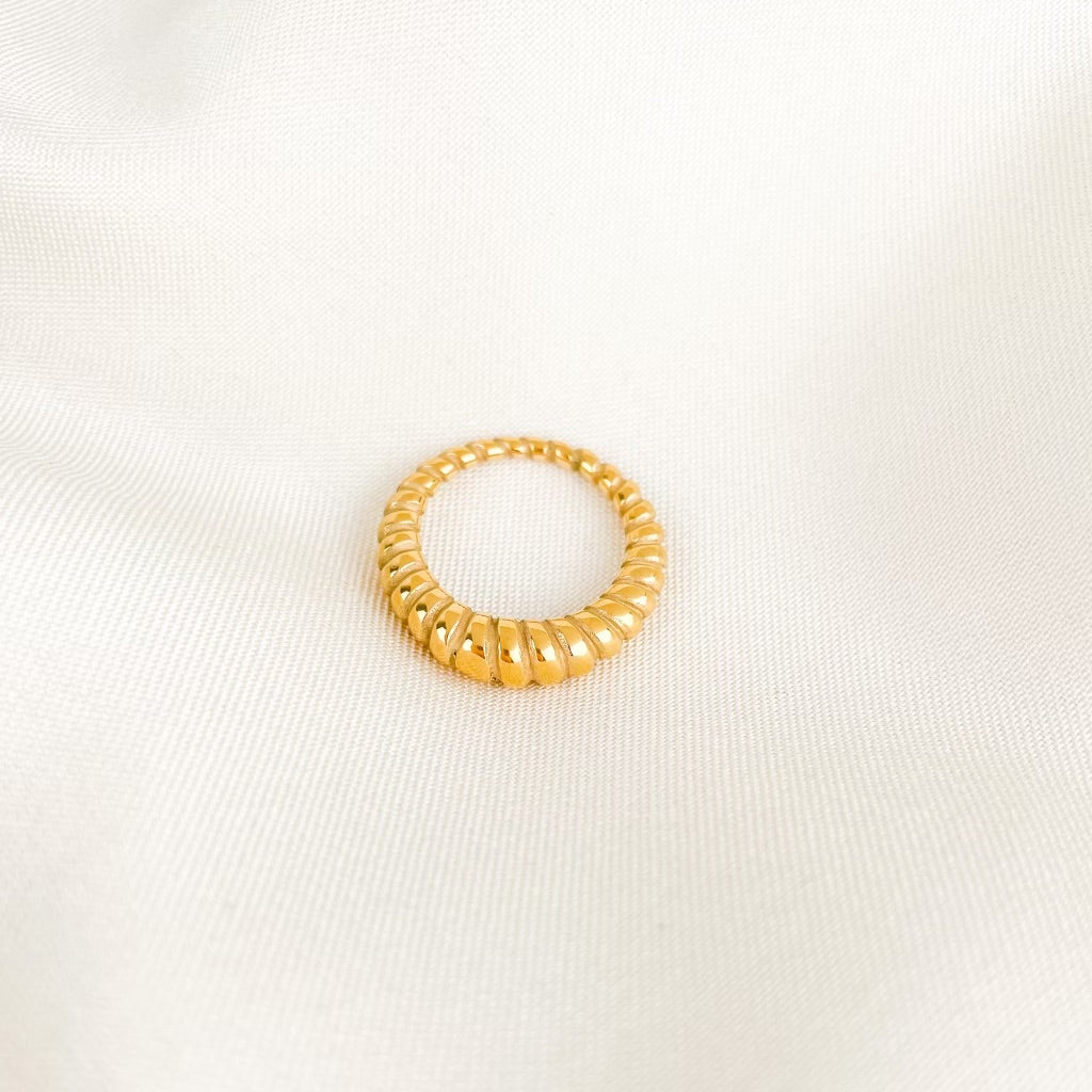 18k Gold Dainty Twist Band Ring, Real Gold Stackable Twist Rope Ring, Gold Braided Twist Ring, Gold Twist Ring 